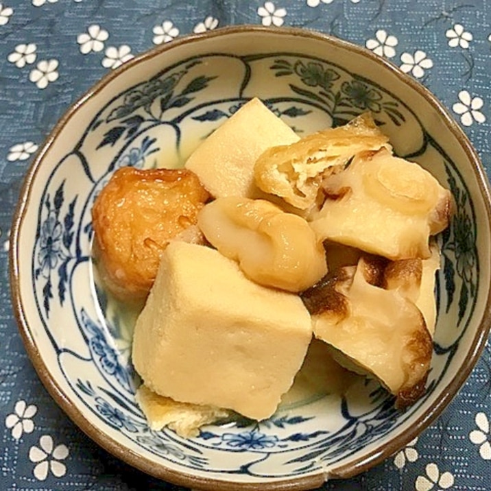 お麩と高野豆腐とちくわの煮物